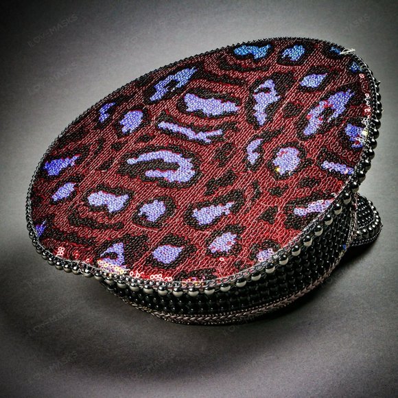Steampunk Burgundy Leopard Military Captain Cap main image 8